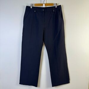 LL Bean Pants Black 14 Regular Straight Leg Trousers Seamed Stretch Outdoor Work